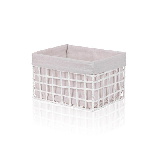 The Mia Braid Hasır Organizer Sepet Beyaz 30x22x19 Cm