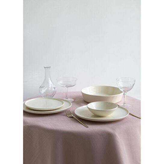 The Mia Noon Yemek Takımı 6 Kişilik Krem 24 Parça