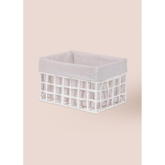 The Mia Braid Hasır Organizer Sepet Beyaz 26x18x16 Cm