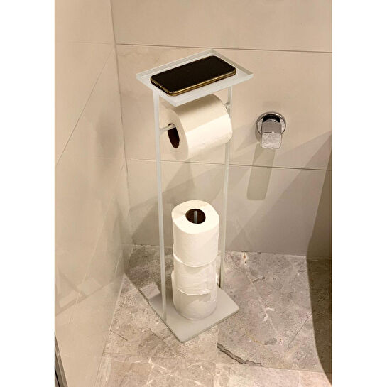 The Mia Tepsili Tuvalet Kağıdı Standı Beyaz 54x15x12 Cm