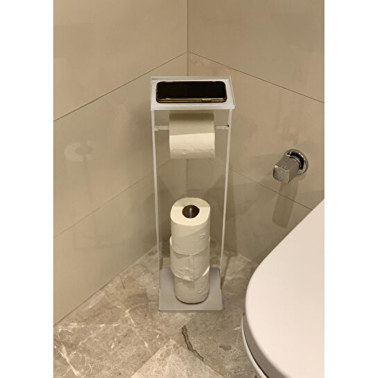 The Mia Tepsili Tuvalet Kağıdı Standı Beyaz 54x15x12 Cm