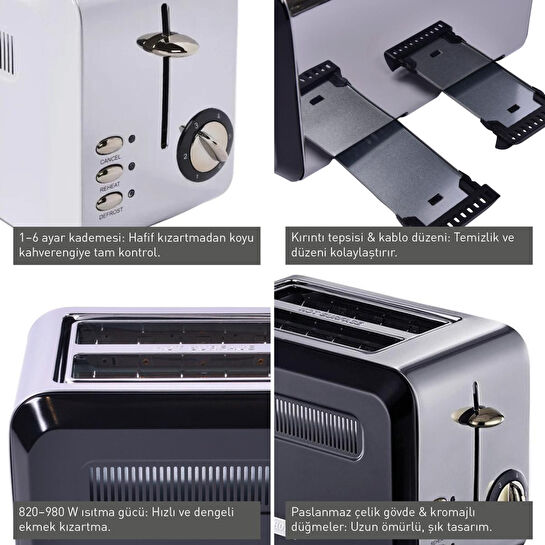 Berghoff Gem Titan 4 Dilim Ekmek Kızartma Makinesi – 1960 W, Paslanmaz Çelik Gövde | Antrasit Gold