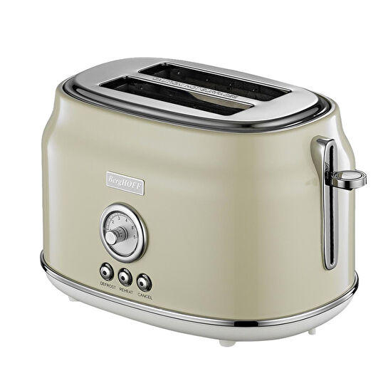 Berghoff Gem Retro 2 Dilim Ekmek Kızartma Makinesi – 815 W, Paslanmaz Çelik Gövde | Vanilya Krem