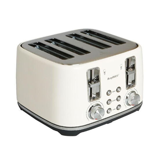 Berghoff Gem Concept 4 Dilim Ekmek Kızartma Makinesi – 1800 W, Çift Kontrol Paneli | Vanilya Krem