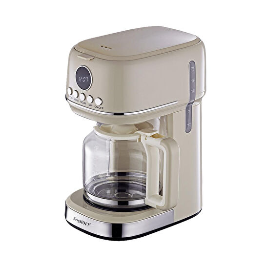 Berghoff Gem Retro Filtre Kahve Makinesi – 900 W, 1,5 L Cam Demlik | Vanilya Krem