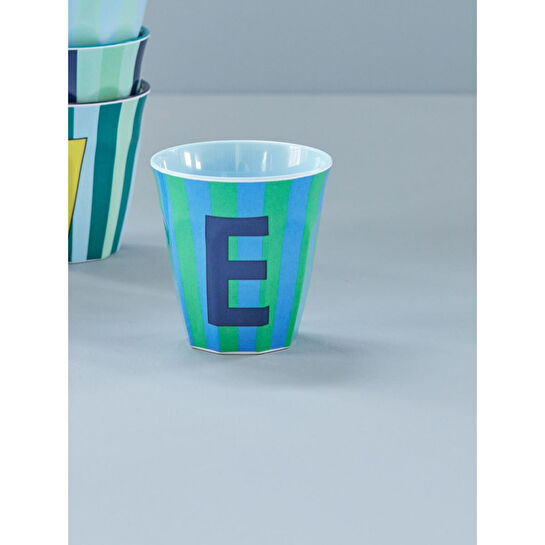 Rice Melamin Çizgili Bardak - Mavi E