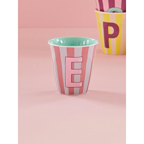Rice Melamin Çizgili Bardak - Pembe E