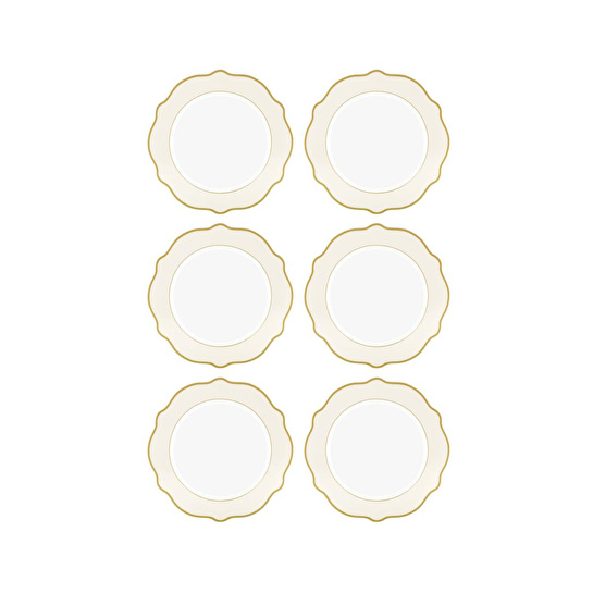 The Mia Jaswely Pasta Tabağı 6 Parça Krem 21 Cm