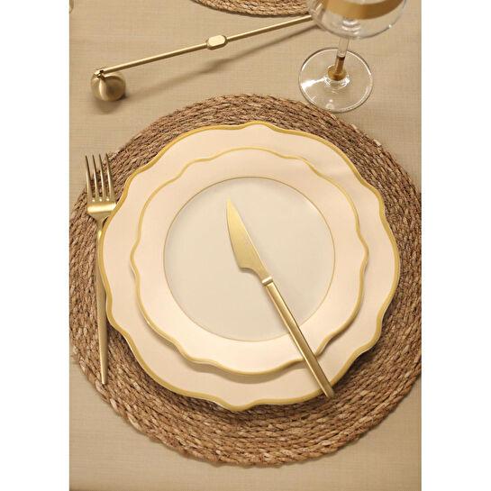 The Mia Jaswely Pasta Tabağı 6 Parça Krem 21 Cm