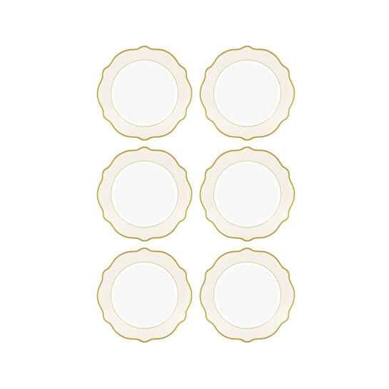 The Mia Jaswely Pasta Tabağı 6 Parça Krem 21 Cm