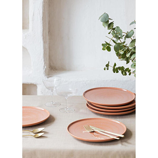 The Mia Noon Pasta Tabağı 6lı Set Somon 19 Cm