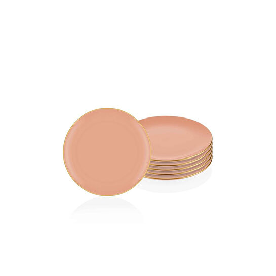 The Mia Basic Pasta Tabağı 6 Lı Set Somon Pembe - 19cm
