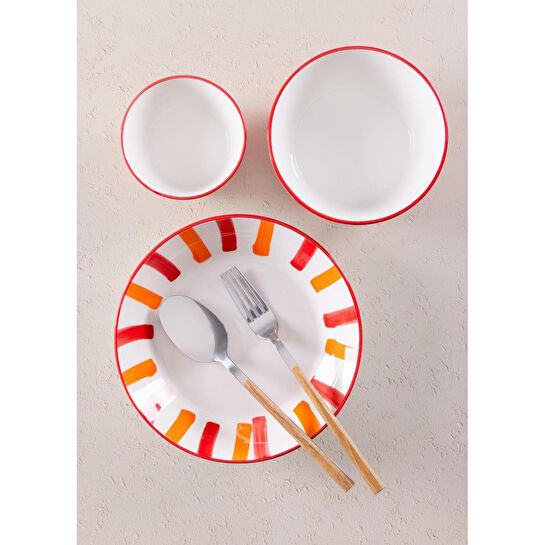 The Mia Joy Yemek Tabağı 6lı Set Kırmızı 20 Cm