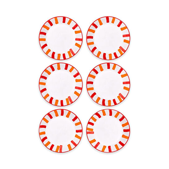 The Mia Joy Yemek Tabağı 6lı Set Kırmızı 20 Cm