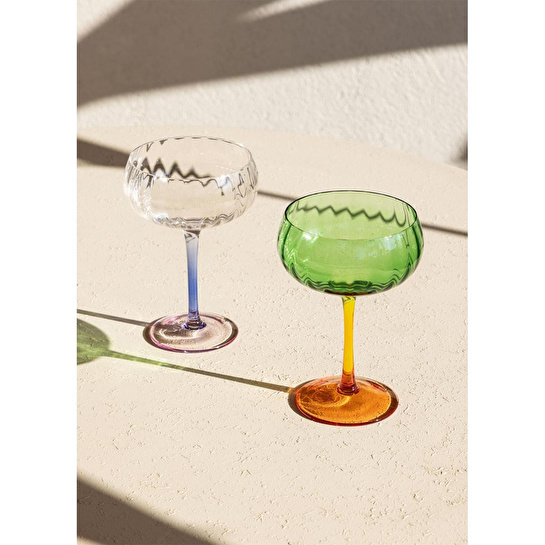 The Mia Ayaklı Cam Dondurma Kasesi Mavi Pembe 280 Ml