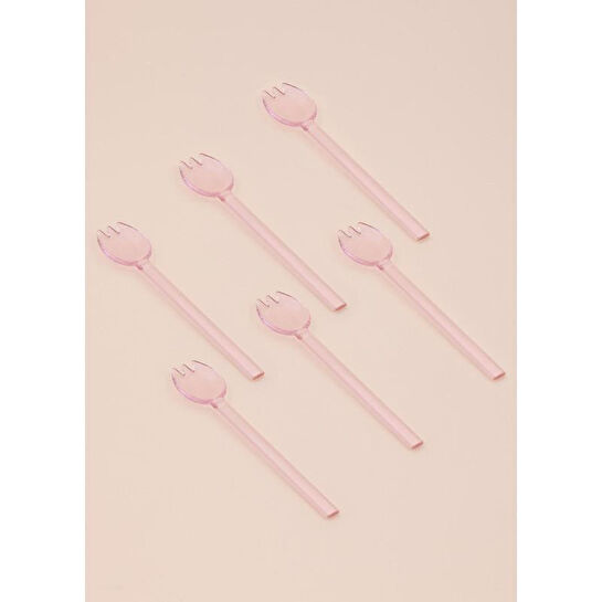 The Mia Abiete Dondurma Ve Tatlı Kaşığı Pembe 6lı Set