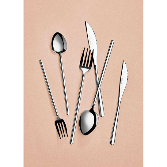 The Mia Giallo Çatal Kaşık Bıçak Takımı Parlak Gümüş 36 P