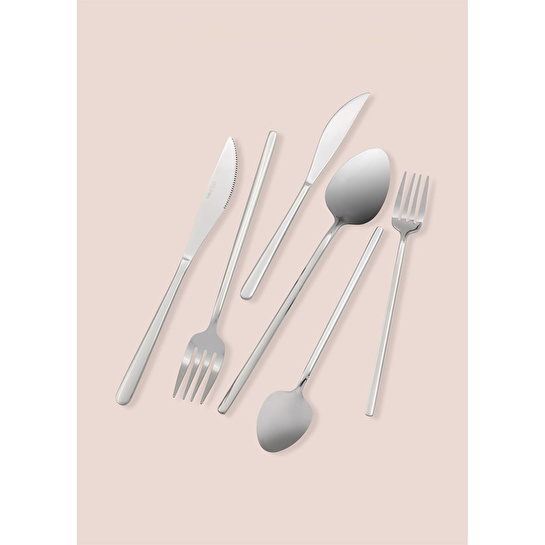 The Mia Giallo Çatal Kaşık Bıçak Takımı Parlak Gümüş 36 P
