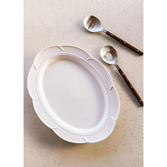 The Mia Grande Servis Tabağı Beyaz 41x31 Cm Grd0012