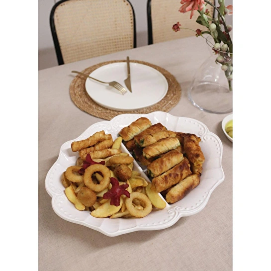The Mia Grande Servis Tabağı Beyaz 41x32 Cm Grd0006