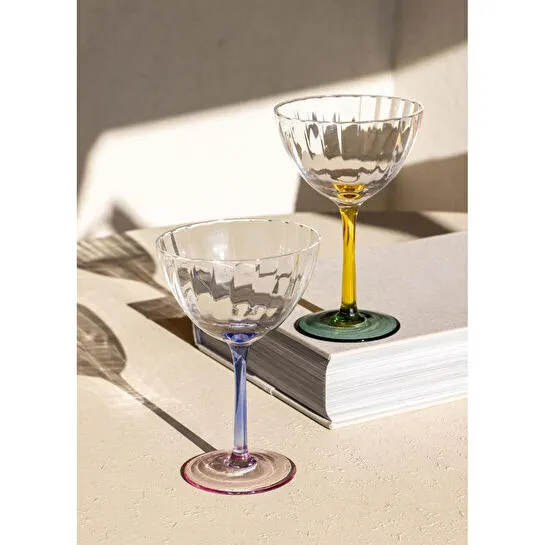 The Mia Ayaklı Cam Dondurma Kasesi Mavi Pembe 240 Ml