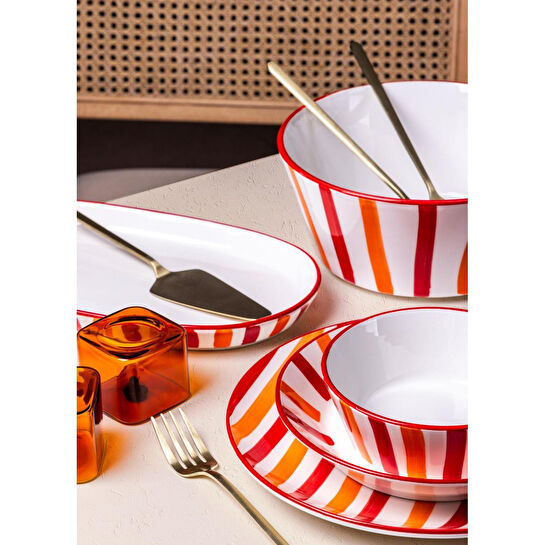 The Mia Joy Pasta Tabağı 6lı Set Kırmızı 19 Cm