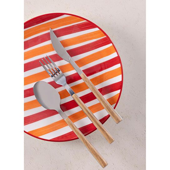 The Mia Joy Pasta Tabağı 6lı Set Kırmızı 19 Cm