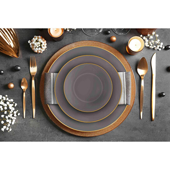 The Mia Basic Yemek Tabağı 6 Lı Set Gri - 20cm