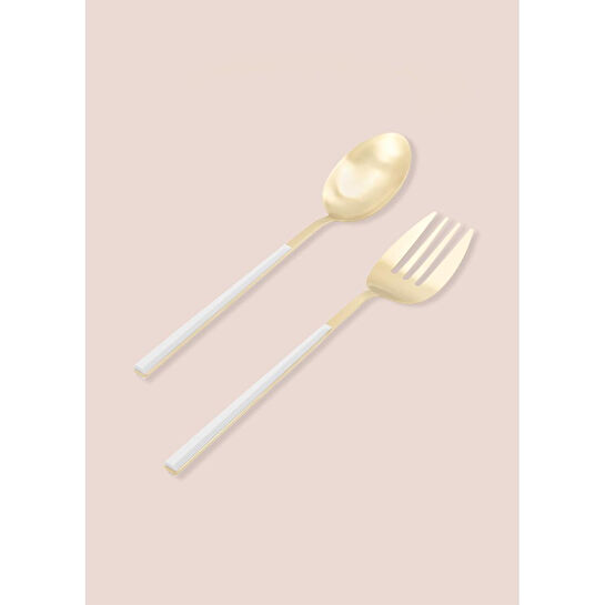 The Mia Bianco Salata Servis Takımı Gold 2 Parça Ckb0247