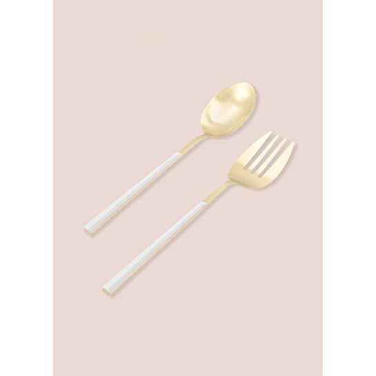 The Mia Bianco Salata Servis Takımı Gold 2 Parça Ckb0247