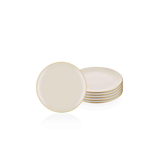 The Mia Basic Pasta Tabağı 6 Lı Set Krem - 19cm