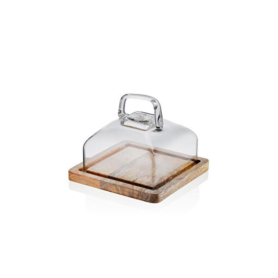 The Mia Madera Dikdörtgen Kek Saklama Fanusu 13x17x17 Cm