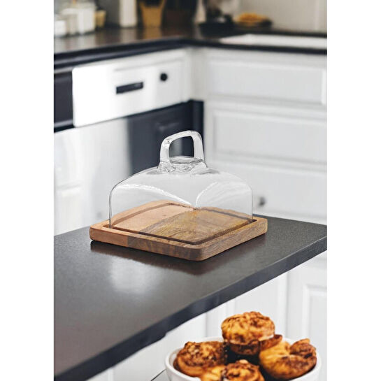 The Mia Madera Dikdörtgen Kek Saklama Fanusu 13x17x17 Cm