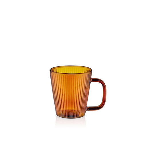 The Mia Striped Borosilikat Cam Kupa Amber 130 Ml
