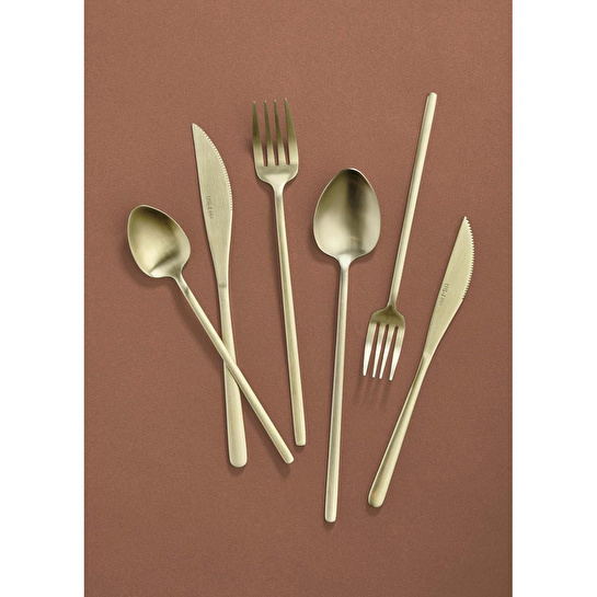 The Mia Giallo Çatal Kaşık Bıçak Takımı Mat Gold 36 Parça