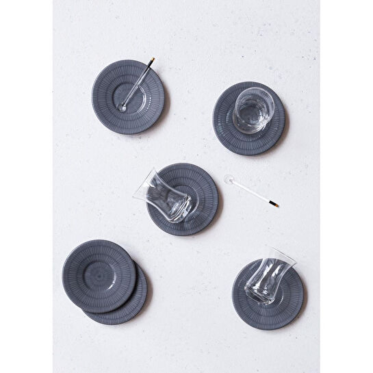 The Mia Noon Çay Tabağı 6lı Set Gri 13 Cm