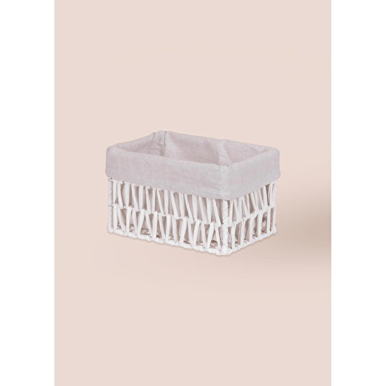 The Mia Cesta Hasır Organizer Sepet Beyaz 22x14x13 Cm