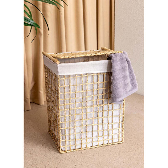 The Mia Braid Hasır Çamaşır Sepeti Naturel 43x35x56 Cm