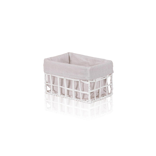 The Mia Braid Hasır Organizer Sepet Beyaz 22x14x13 Cm