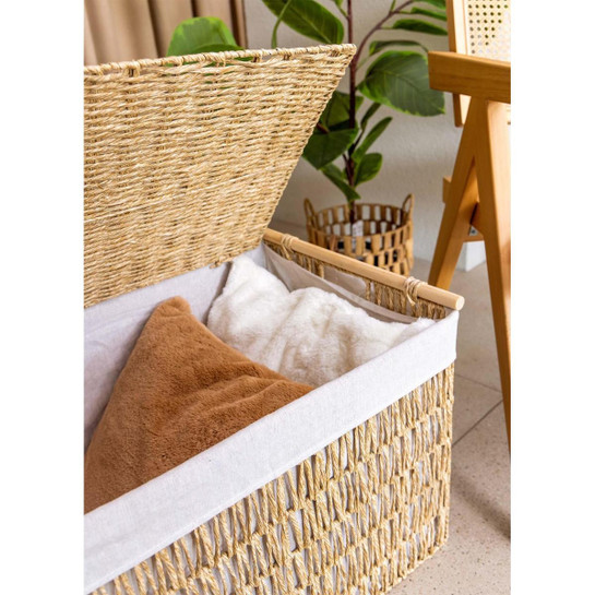 The Mia Cesta Hasır Organizer Sepet Naturel 62x42x42 Cm