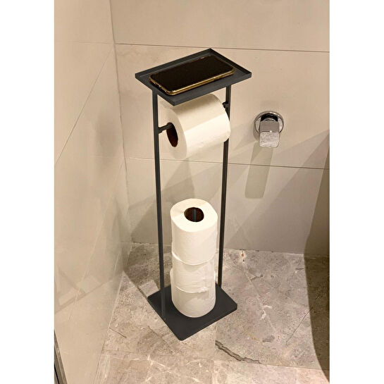 The Mia Tepsili Tuvalet Kağıdı Stand Siyah 54x15x12 Cm