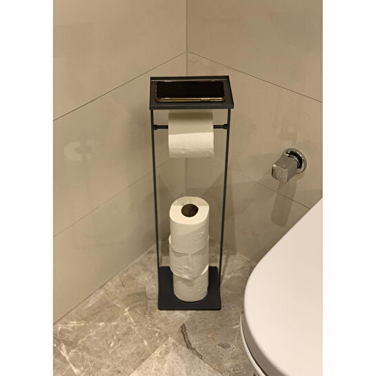 The Mia Tepsili Tuvalet Kağıdı Stand Siyah 54x15x12 Cm