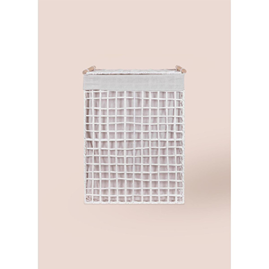 The Mia Braid Hasır Çamaşır Sepeti Beyaz 43x35x56 Cm