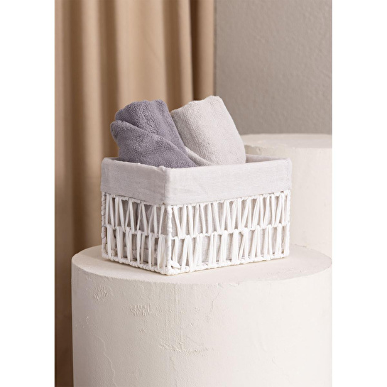 The Mia Cesta Hasır Organizer Sepet Beyaz 26x18x16 Cm