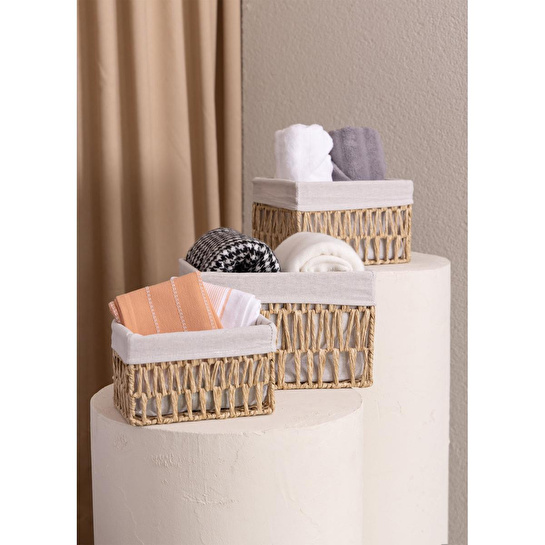 The Mia Cesta Hasır Organizer Sepet Naturel 26x18x16 Cm