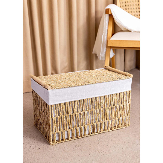 The Mia Cesta Hasır Organizer Sepet Naturel 52x30x32 Cm