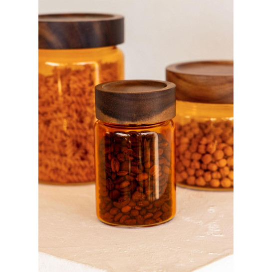 The Mia Akasya Yuvarlak Cam Kavanoz Seti Amber 6 Parça 250 Ml