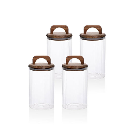 The Mia Akasya Kulplu Cam Kavanoz Seti 4 Parça 1000 Ml