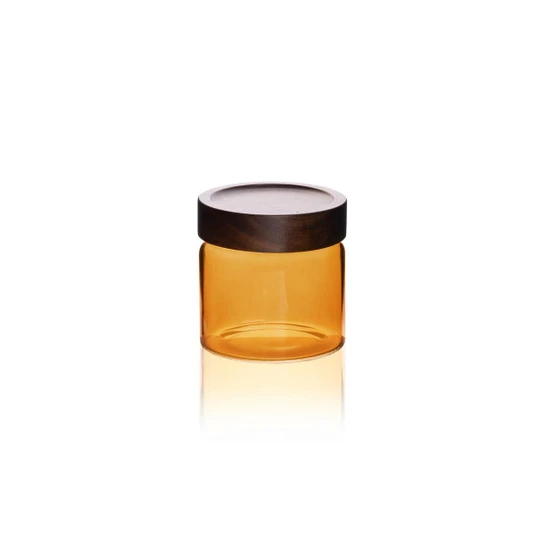 The Mia Akasya Yuvarlak Cam Kavanoz Amber 500 Ml