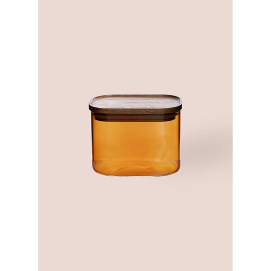 The Mia Akasya Dikdörtgen Cam Kavanoz Amber 500 Ml